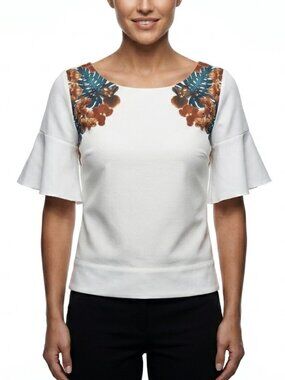 PLAINS & PRINTS Tropical Floral Cage Back Top Size 2